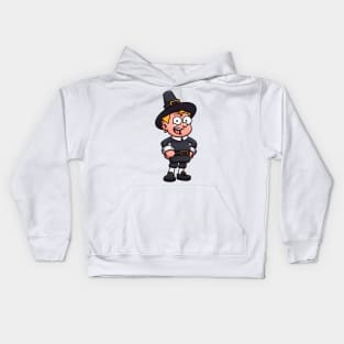 Cartoon Boy Wearing Pilgrim Clothes Kids Hoodie